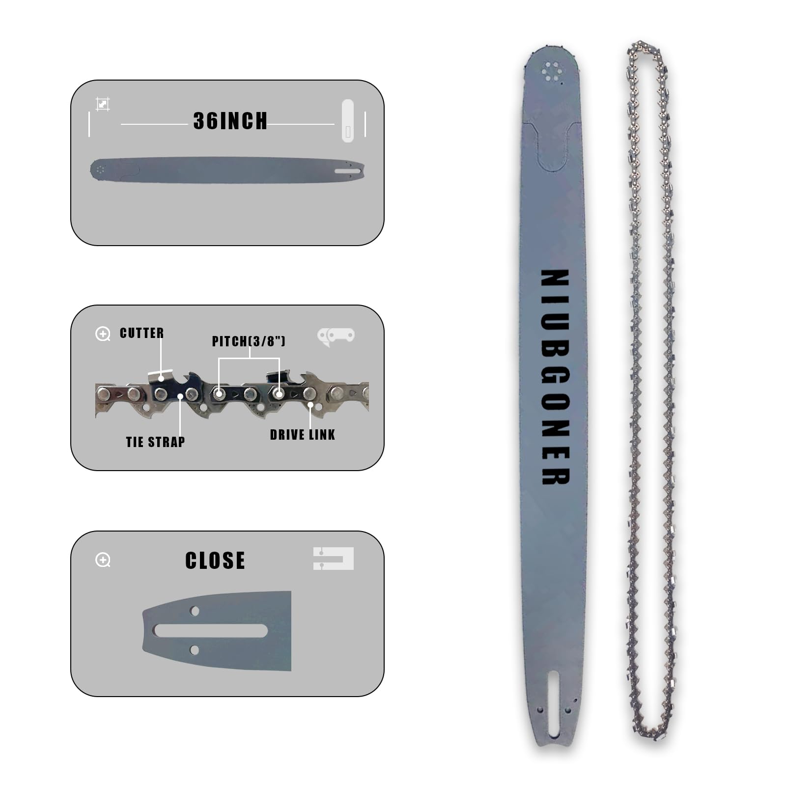 Amazon.com: NIUBGONER 36 inch Chainsaw Bar and Chain Combo,3/8